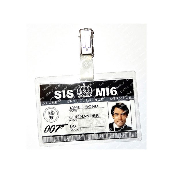 James Bond 007 - Timothy Dalton SIS MI6 Commander Prop Réplica Insignia Novedad Disfraz Cosplay Comic Con Halloween