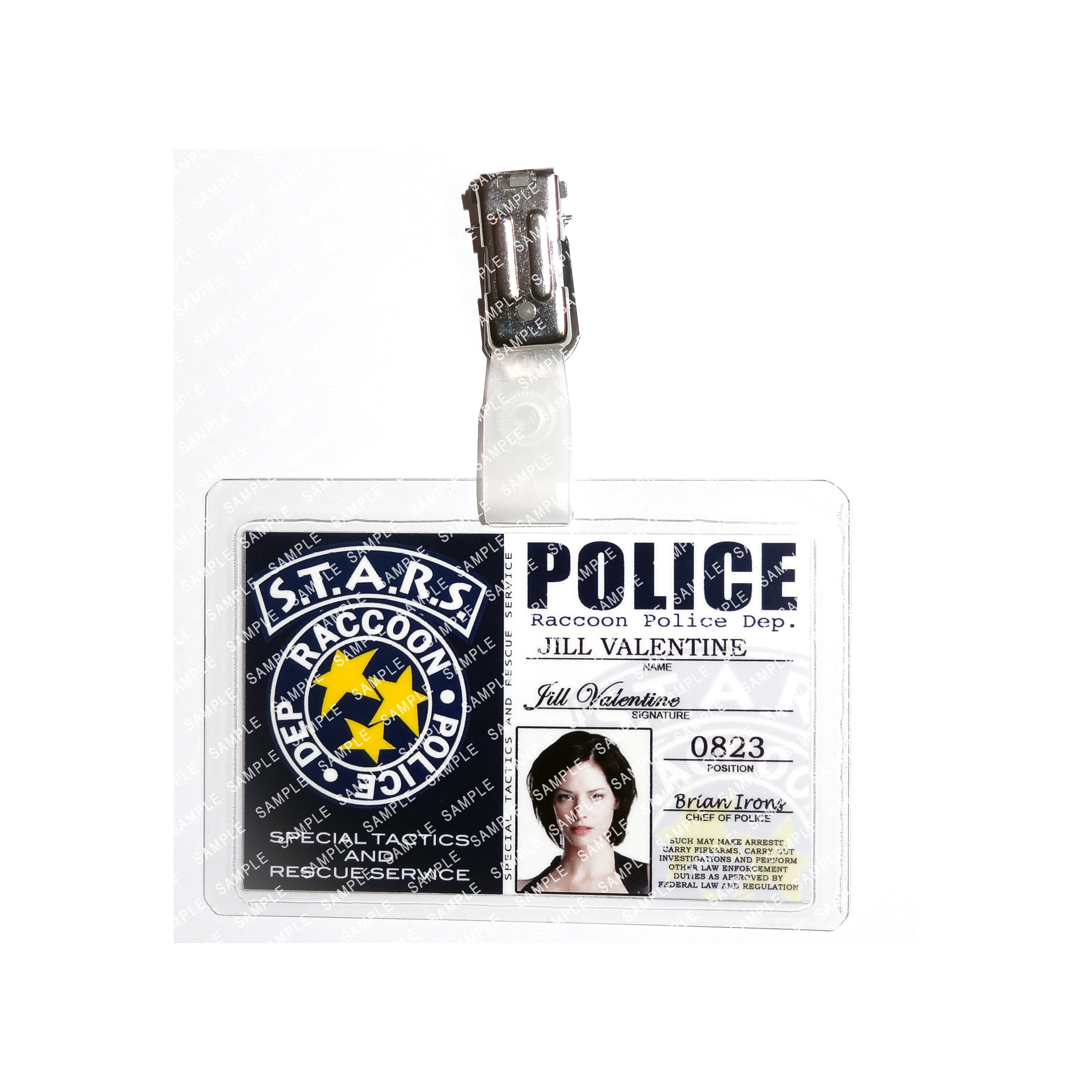 Resident Evil S.T.A.R.S. - Jill Valentine 0823 Raccoon City Police Movie Prop Replica Badge Novelty Costume Cosplay Comic Con Halloween