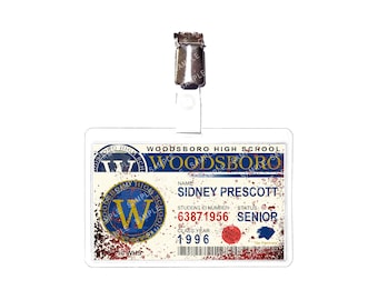 Scream - Woodsboro High Student Sidney Prescott BLOOD Prop Replica Badge Novelty Costume Cosplay Comic Con Halloween Stocking Gift