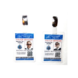 Hot Fuzz - Nicholas Angel y Danny Butterman Oficial de policía (par) Réplica de insignia Disfraz novedoso Cosplay Comic Con Halloween