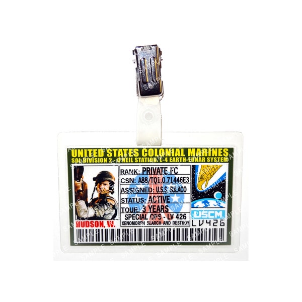 Aliens US Colonial Marines William L. Hudson Private FC Prop réplica de insignia novedad disfraz Cosplay Comic Con Halloween