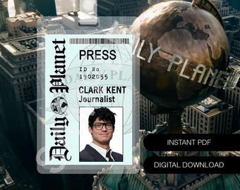 Digital Download Printable Daily Planet Clark Kent Press 2025 Movie Accurate Staff ID Badge Cosplay Prop Halloween