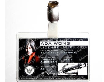 Resident Evil - Ada Wong Weapon License Prop Replica Badge Novelty Costume Cosplay Comic Con Halloween Stocking Gift