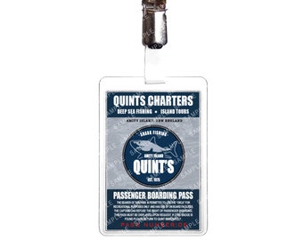 Quints Charters Passenger Boarding Pass Fishing Tours Amity Island Prop Replica Badge Novelty Costume Cosplay Comic Con Halloween