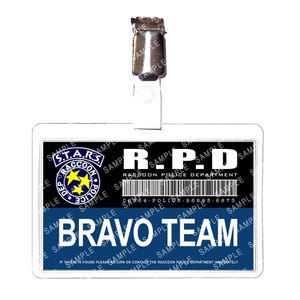 Resident Evil S.T.A.R.S. - BRAVO TEAM Raccoon Police Department R.P.D. Prop Replica Badge Novelty Costume Cosplay Comic Con Halloween