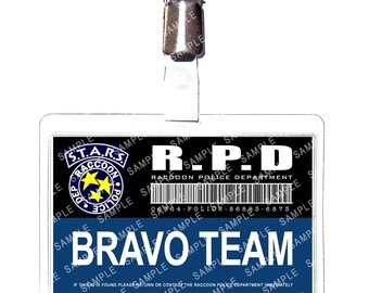 Resident Evil S.T.A.R.S. - BRAVO TEAM Raccoon Police Department R.P.D. Prop Replica Badge Novelty Costume Cosplay Comic Con Halloween
