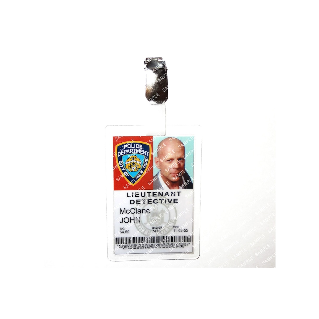 Die Hard - Lieutenant Detective John Mcclane NYPD Prop Replica Badge ...