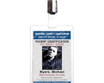 Halloween - Michael Myers Patient Warren County Sanitorium Smiths Grove Prop Replica Badge Novelty Costume Cosplay Comic Con Gift Halloween