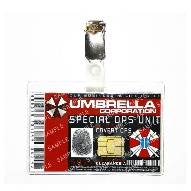 Resident Evil Umbrella Corporation - Special Ops Unit Covert Ops Prop Replica Badge Novelty Costume Cosplay Comic Con Halloween image 1