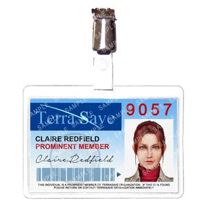 Resident Evil - Terra Save Claire Redfield Prominent Mitglied 9057 Prop Replica Abzeichen Kostüm Cosplay Comic Con Halloween