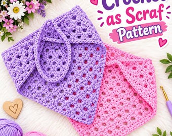 Crochet Bandana granny square Scraf Simple Easy pattern pdf download