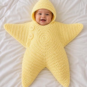 Crochet Baby Star Bunting Pattern PDF, Star Cocoon 6 Months–1 Year