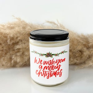 Merry Christmas Soy Wax Candle Gift Coworker Secret Santa Gift Home Decor Christmas Holiday Gift Cute Festive Christmas Holiday Candle Gift