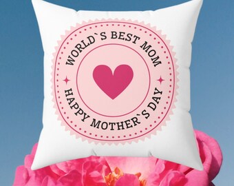 Pillow Mom - Spun Polyester Square Pillow - Mother's day gift - Present for Mum - Happy Mother's Day - Personalised  Gift - world's best mom