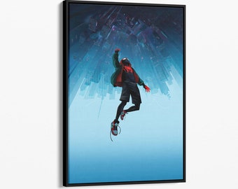 Into the Spiderverse Canvas or Poster Wall Art | Miles Morales Poster | Spiderman Canvas | Movie Poster Wall Art | Game Room Decor