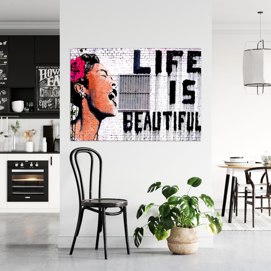 Banksy Canvas Life is Beautiful Banksy Print Graffiti Art Etsy