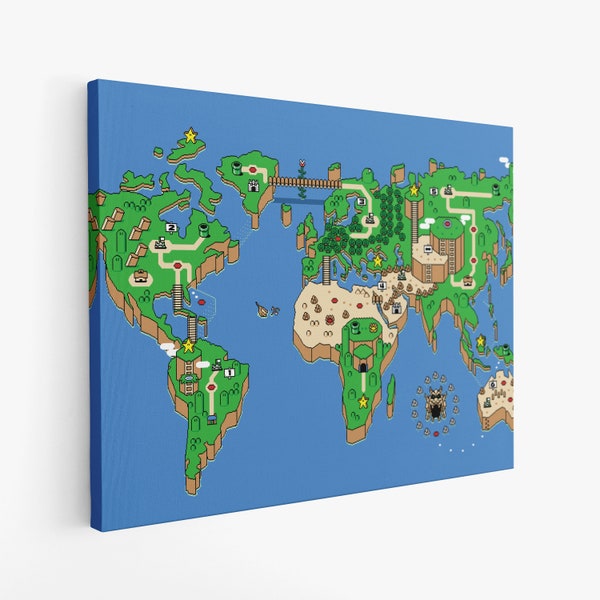 Super Mario World Map Canvas - Large Canvas Wall Art - Game Room Decor - Game Room Art - Mario Wall Art - Extra Large Canvas