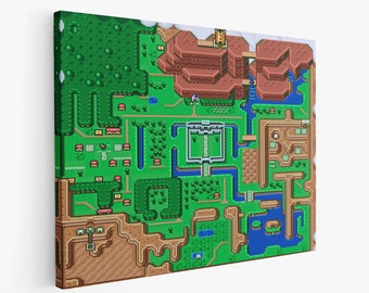 A Link to the Past World Map Canvas - World Map Wall Art - Legend of Zelda Decor - Game Room Art - Link to the Past Wall Art - Various Sizes