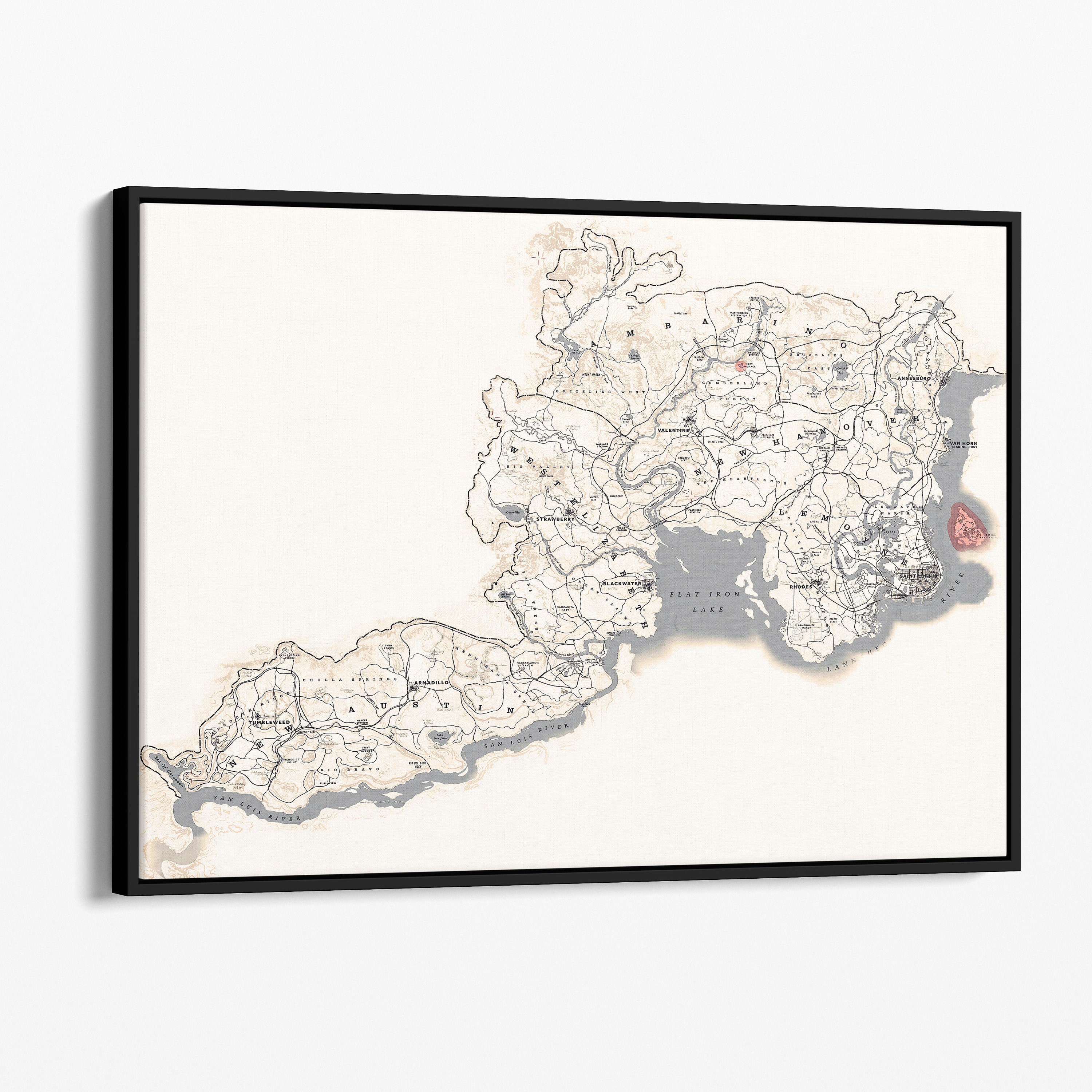 Red Dead Redemption 2 World Map Wall Art RDR2 World Map Video Game Map Game Room Decor Gift for