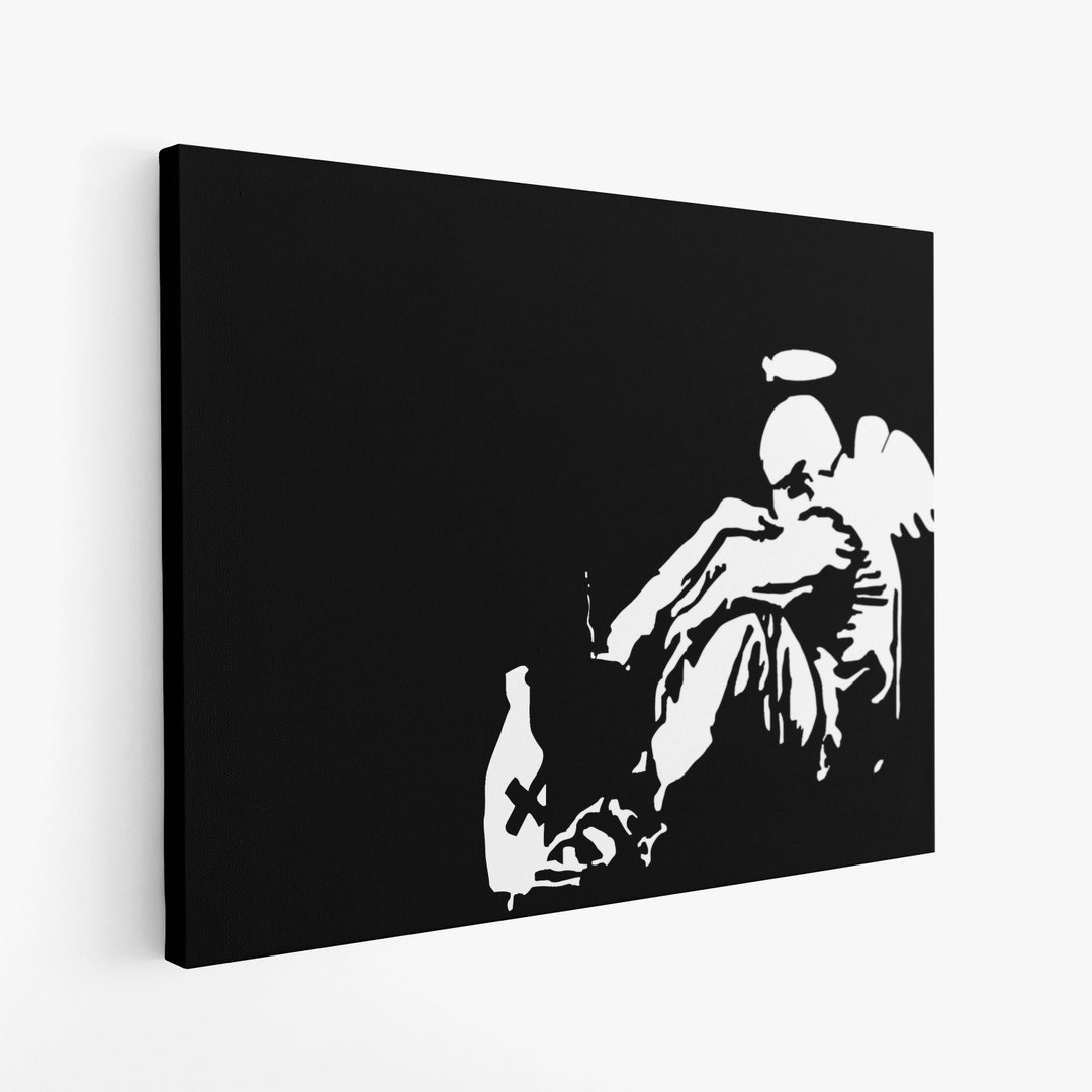 Banksy Fallen Angel Large Canvas Print Banksy Wall Art Multiple Sizes and Frame Types Etsy