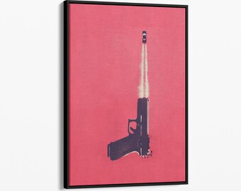 Baby Driver Movie Poster or Canvas | Baby Driver Textless Wall Art | Baby Driver Poster Print | Pink Wall Art | Framed Canvas