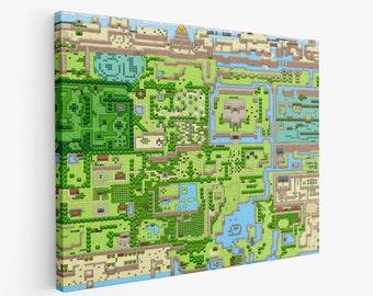Links Awakening World Map Canvas | Legend of Zelda Wall Art | Video Game World Maps | Game Room Decor | Video Game Gifts | Various Sizes