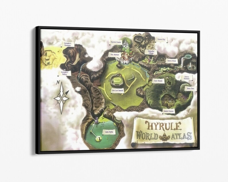 Ocarina of Time World Map Canvas World Map Wall Art Legend of Zelda