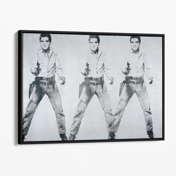Triple Elvis Painting by Andy Warhol Print | Vintage Hollywood Decor | Elvis Poster | Andy Warhol Framed Canvas | Various Sizes