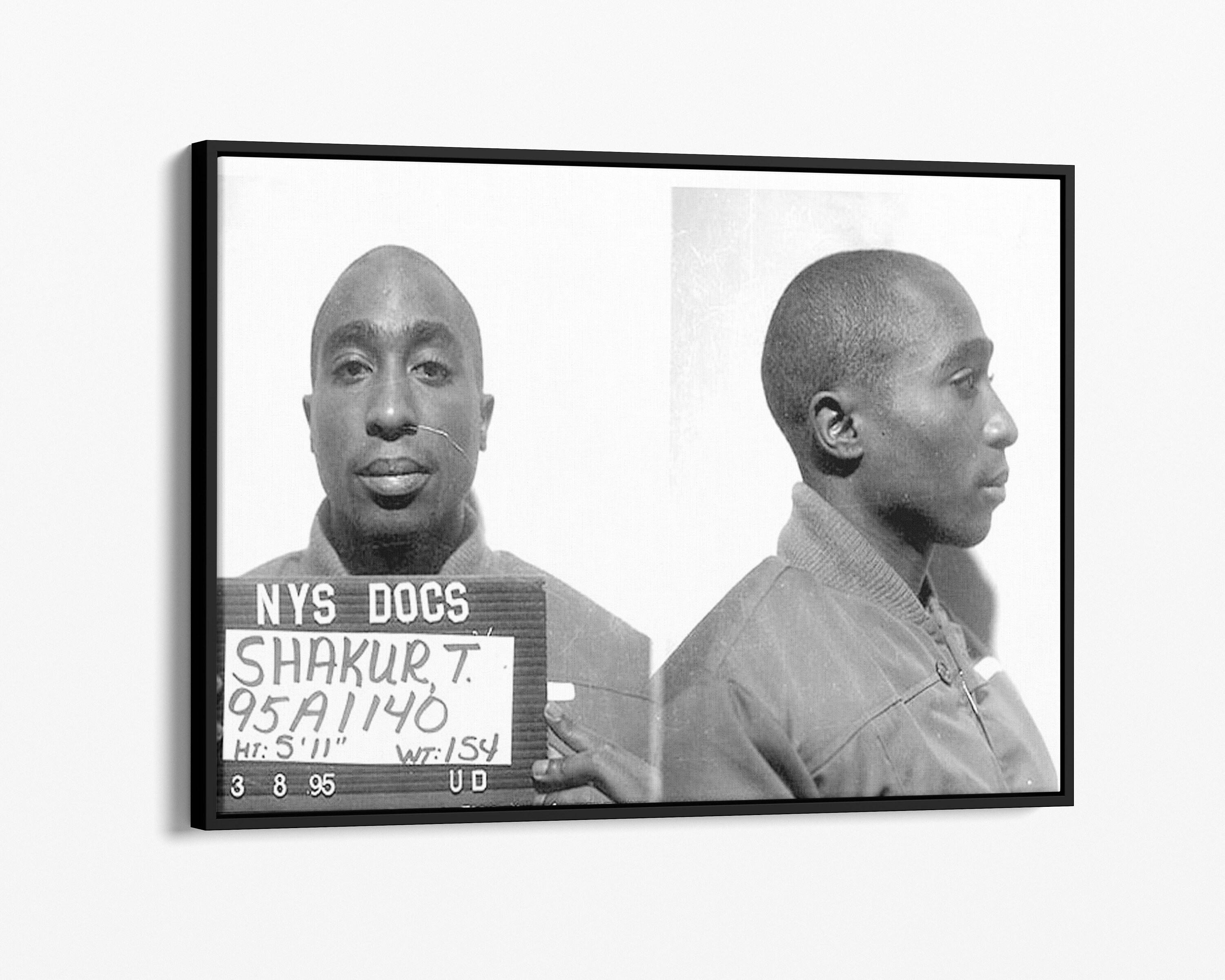 2pac Mugshot Canvas Large Wall Art Rap Poster Music Decor Framed Canvas ...