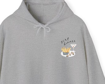 Girl Dinner Oysters, Martini, and French Fries Gildan Hooded Sweatshirt | Bachelorette gift, girls trip gift, girls night