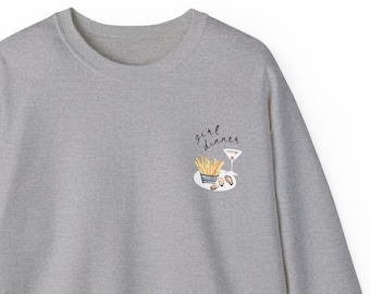 Girl Dinner (With Lettering) Oysters, Martini, & French Fries Crewneck Sweatshirt | Bachelorette gift, girls night, galentines day