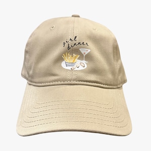 Girl Dinner Oysters, Martini, and French Fries Dad Hat | Bachelorette gift, girls trip gift, girls night