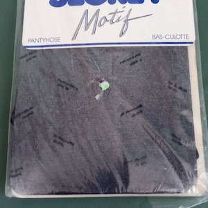 Secret Motif Fashion Design Stockings Panty Hose 70&#39;s Navy Vintage Pantyhose Hosiery Dead Stock Antique Stocking Stuffer Christmas Gift