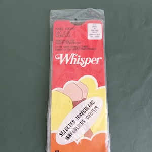 Whisper Knee Highs Panty Hose Stocking 70&#39;s Taupe Nylon Vintage Pantyhose Hosiery Old Dead Stock Antique Stocking Stuffer Christmas Gift