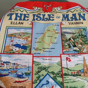 Île de Man Carte Scène Torchon Coton Torchon Rectangle 28 « x 18,5 » Table vintage Lin Voyage Souvenir Irlande Ferme Cottagecore