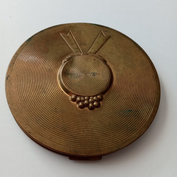 vintage Gold Round Hat « Dorothy Gray » Compact Mirror Maquillage Original Antique Gift Collector Rare Purse Gift Fairy-core Cottage-core années 1950