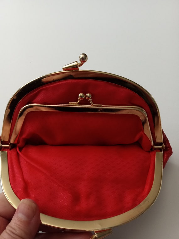 Vintage Red Small Purse Clutch Evening Bag Origin… - image 2