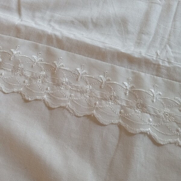 White with Lace Border New Cotton Twin / Single Duvet Cover 76'x 54' Vintage Boho Bedding French Provence Fairycore Cottagecore Hope Chest