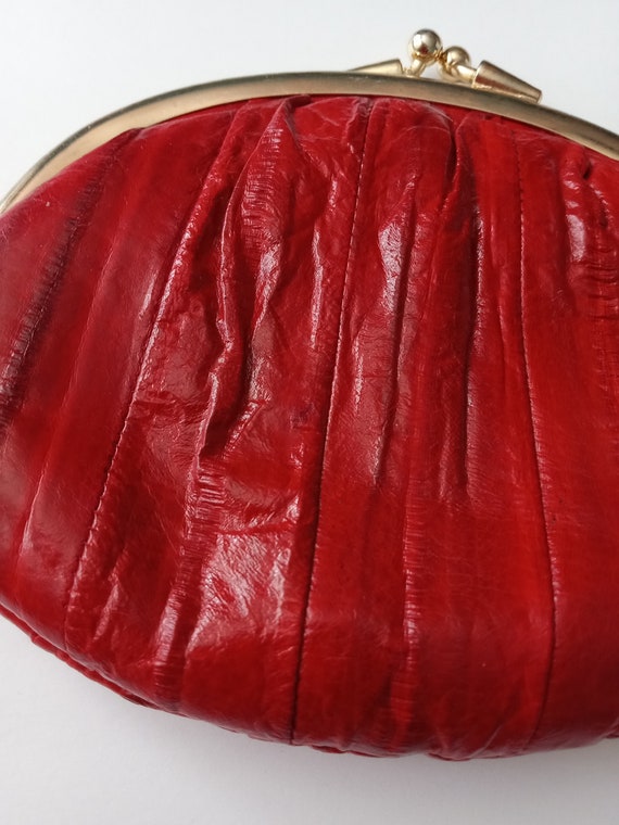 Vintage Red Small Purse Clutch Evening Bag Origin… - image 8