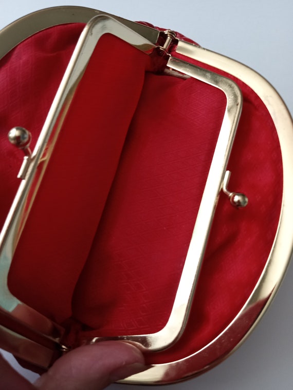 Vintage Red Small Purse Clutch Evening Bag Origin… - image 7