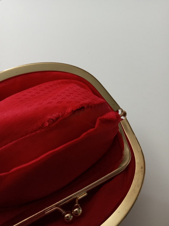 Vintage Red Small Purse Clutch Evening Bag Origin… - image 4