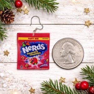 2D FLAT*** 1.25 INCH**** Rainbow Gummy Clusters Candy Christmas Tree Ornament - Miniature Red