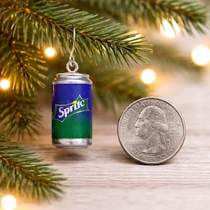 TINY .75 INCH****** Mini Soda Can Christmas Tree Ornament: Lemon Lime Drink Miniature