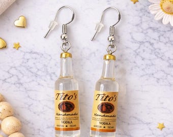 Vodka Earrings, bottle, liquor, Gift, Present, Novelty, 925 Sterling Silver, Alcohol, Drinks
