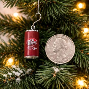 TINY .75 INCH******* Soda Can Christmas Ornament: Miniature Tree Decor Mini Pepper