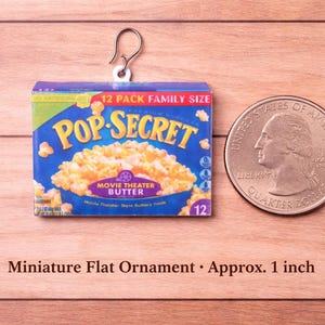 2D FLAT*****1.25 INCH**** Mini Popcorn Pop Christmas Tree Ornament: Novelty Snack Secret Movie Theater Butter 12 pack