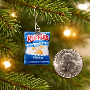 1 INCH*** Ruffles Potato Chip Christmas Ornament: Miniature Foodie Gift Mini Tree