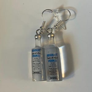 Vodka 1.5 inch 925 Sterling Silver Earrings, bottle, liquor, Gift, Present, Novelty, Alcohol, Drinks Absolute