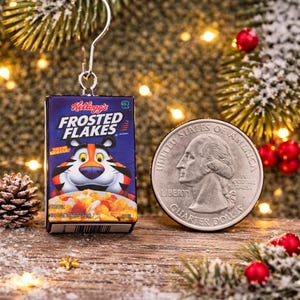2 INCH******* Cereal Flakes Frosted mini, miniature, Christmas tree ornament blue box breakfast