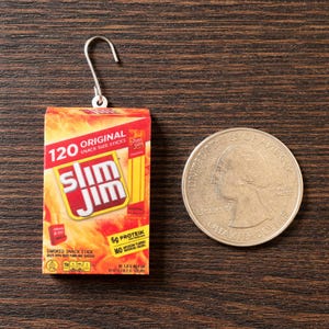 2D FLAT*** 1.5 INCH***Mini Beef Jerky Christmas Tree Ornament: Novelty Snack Decor Miniature